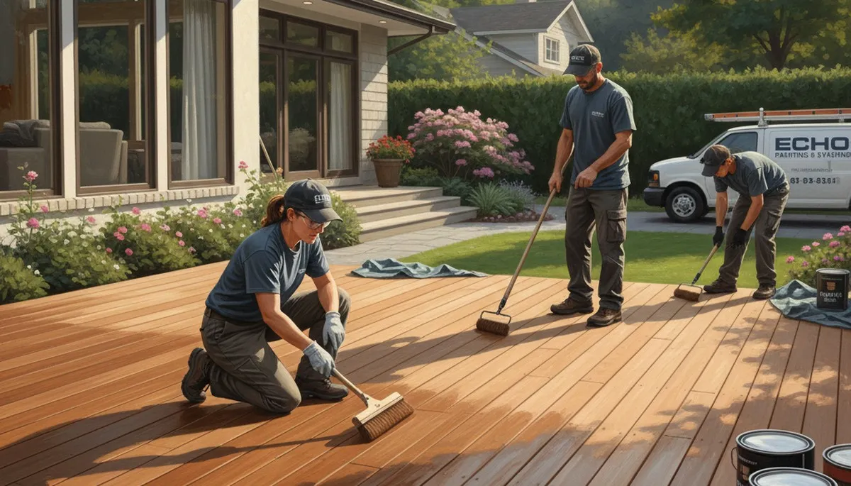 Milwaukee, WI deck staining by professional painters for wood protection and rich natural color