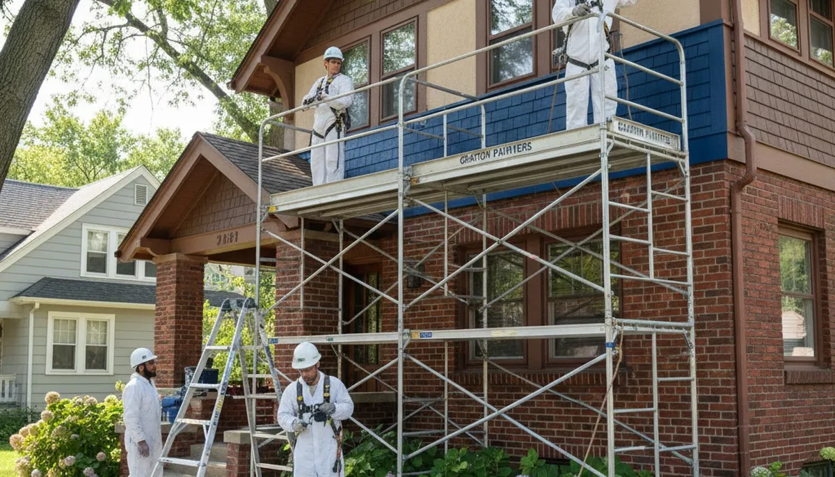 Milwaukee, WI painting company crew preparing a home exterior for professional repainting